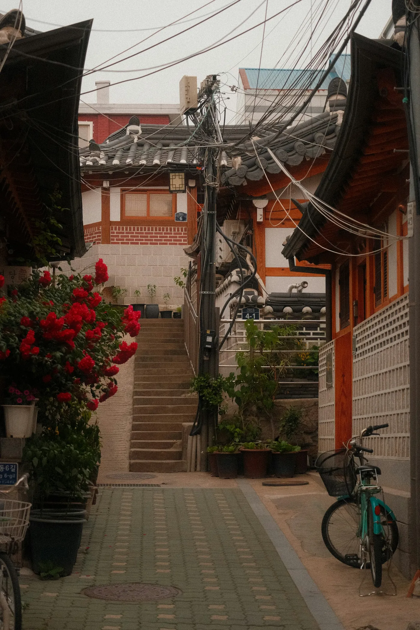 Traditional Korean houses along a Bukchon alley in Seoul